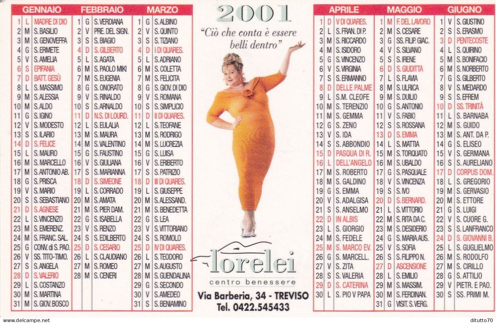 Calendarietto - Lorelei - Treviso - Anno 2001 - Petit Format : 2001-...