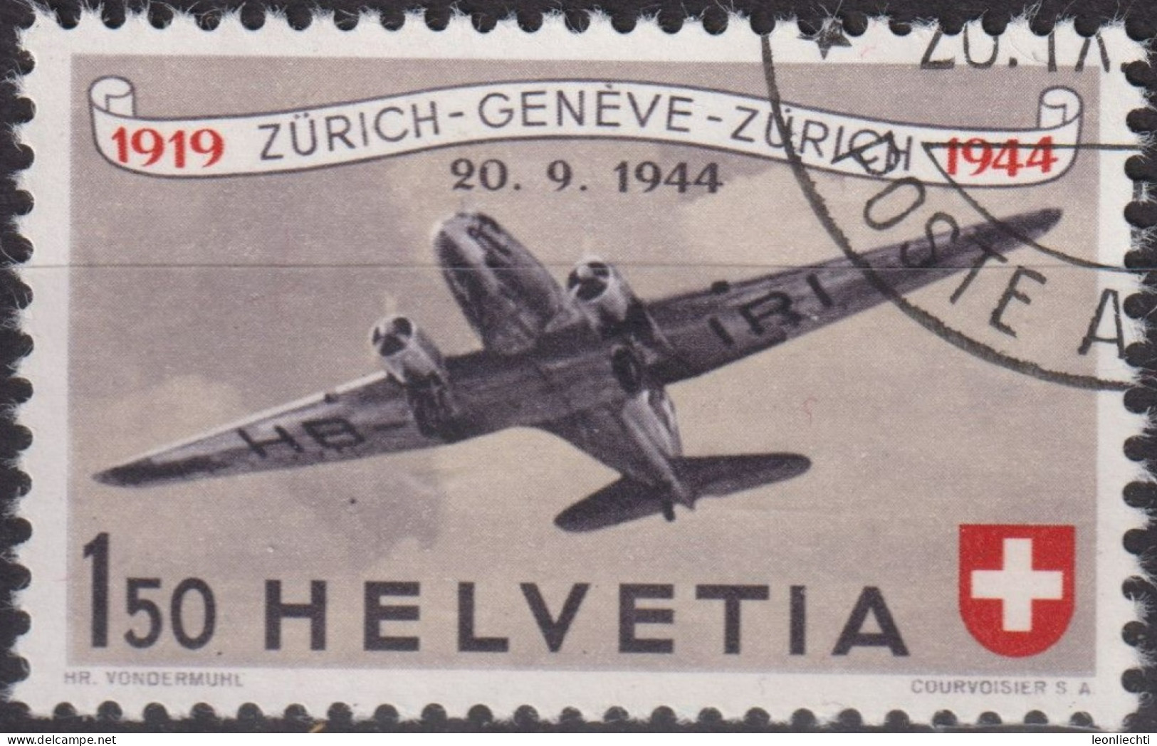 1944 Flugpost Schweiz ⵙ Zum:CH F40, Mi:CH 438,Yt:CH.PA39, 25 Jahre Schweizer Luftpost - Used Stamps