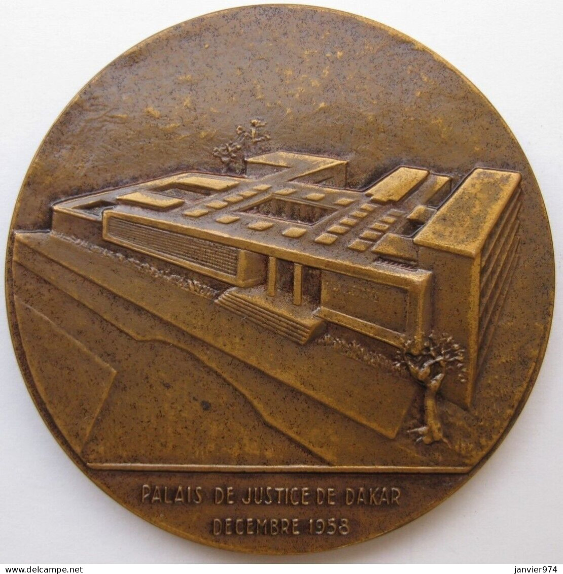 Sénégal Dakar Médaille En Bronze Inauguration Du Palais De Justice En Décembre 1958 - Sonstige & Ohne Zuordnung