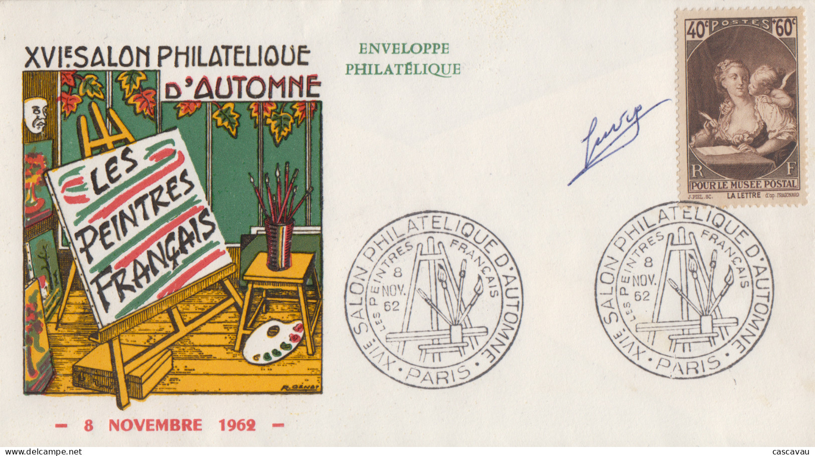 Enveloppe  FRANCE   XVIéme  Salon  Philatélique   D' AUTOMNE    PARIS  1962 - Expositions Philatéliques