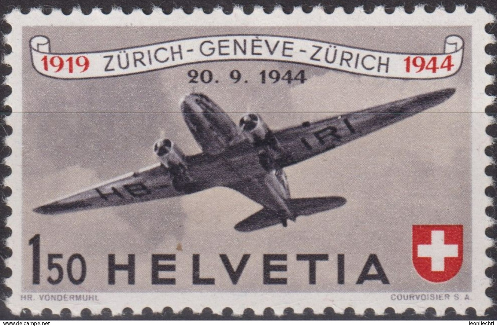 1944 Flugpost Schweiz ** Zum:CH F40, Mi:CH 438,Yt:CH.PA39, 25 Jahre Schweizer Luftpost - Nuevos