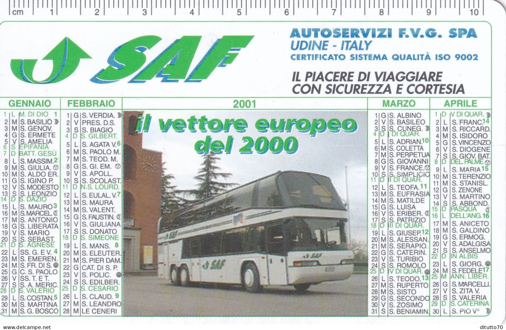 Calendarietto - Saf - Atoservizi T.v.g.  - Anno 2001 - Formato Piccolo : 2001-...