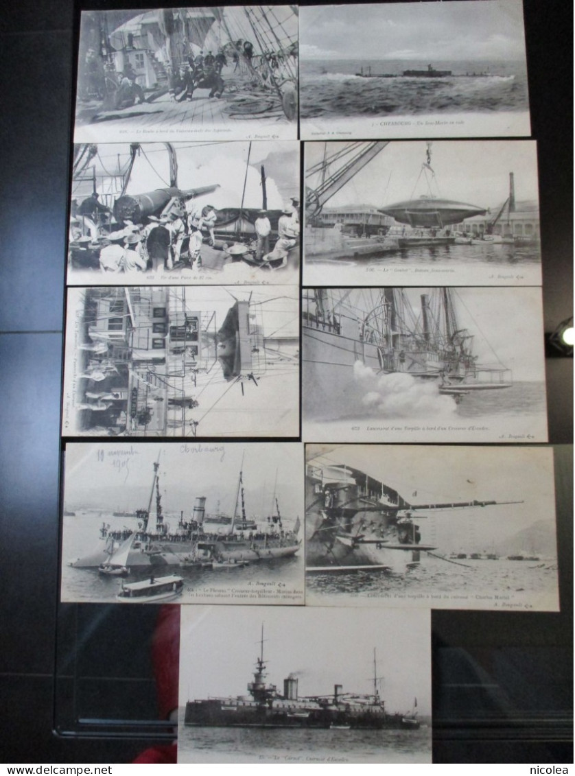 CHERBOURG MARINE DE GUERRE LOT DE 9  CPA TRES BON ETAT VOIR DETAILS - Guerra