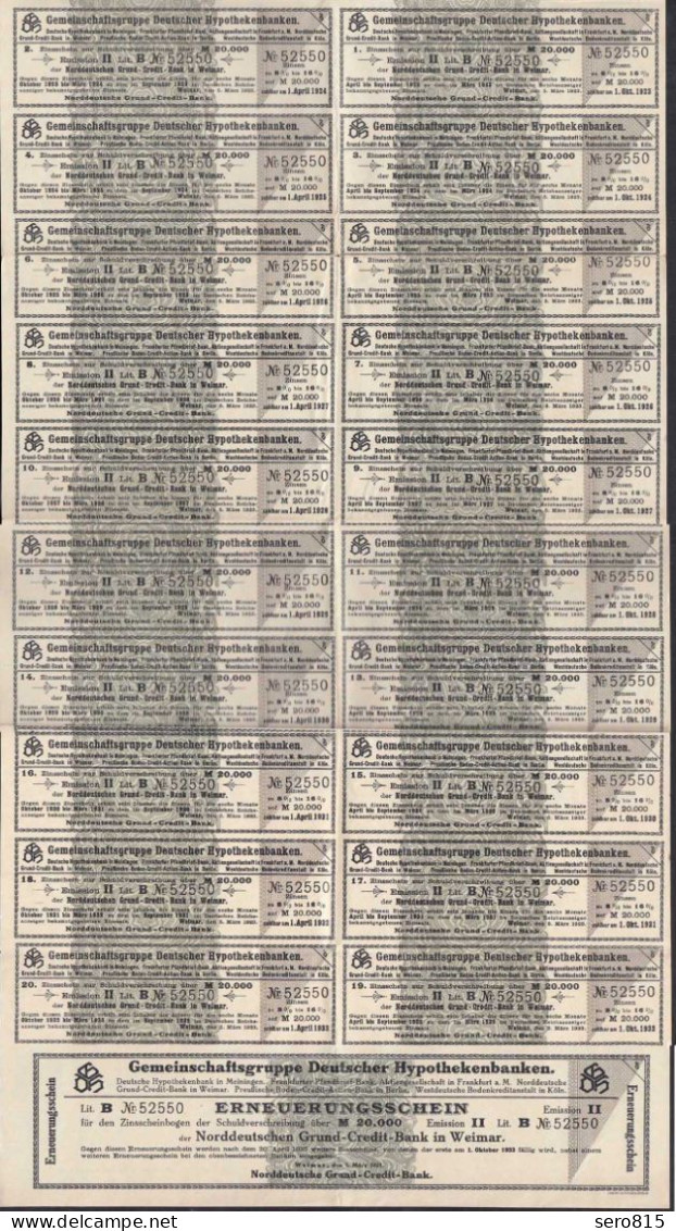 Erneuerungsschein Zinsscheinbogen Norddeutscher Grund Credit Bank In Weimar - Autres & Non Classés