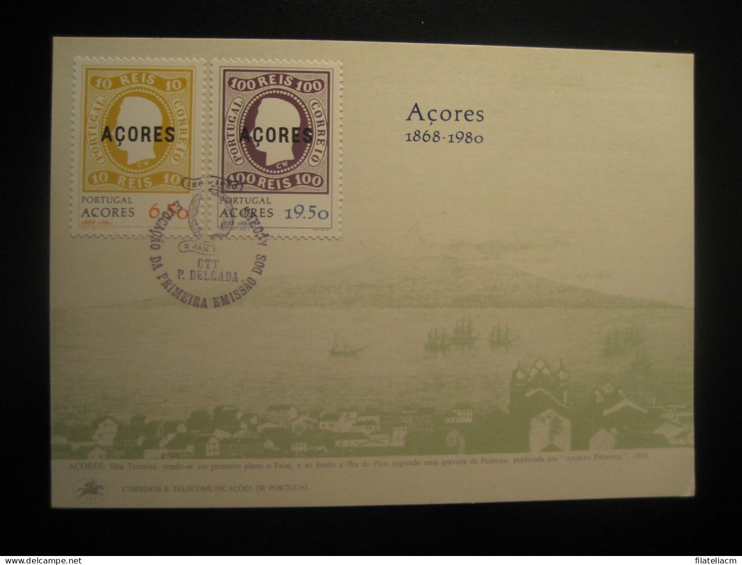 PONTA DELGADA 1980 Terceira Island Stamp On Stamp Maxi Maximum Card Portuguese Area Portugal AZORES Açores - Azores