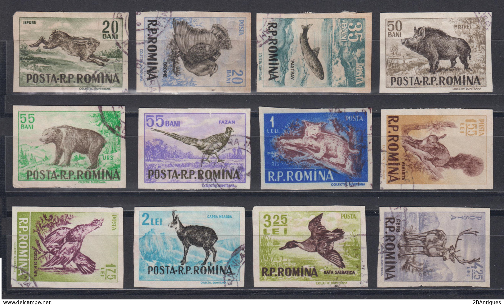 ROMANIA 1956 - Game Animals Imperforated - Used Stamps