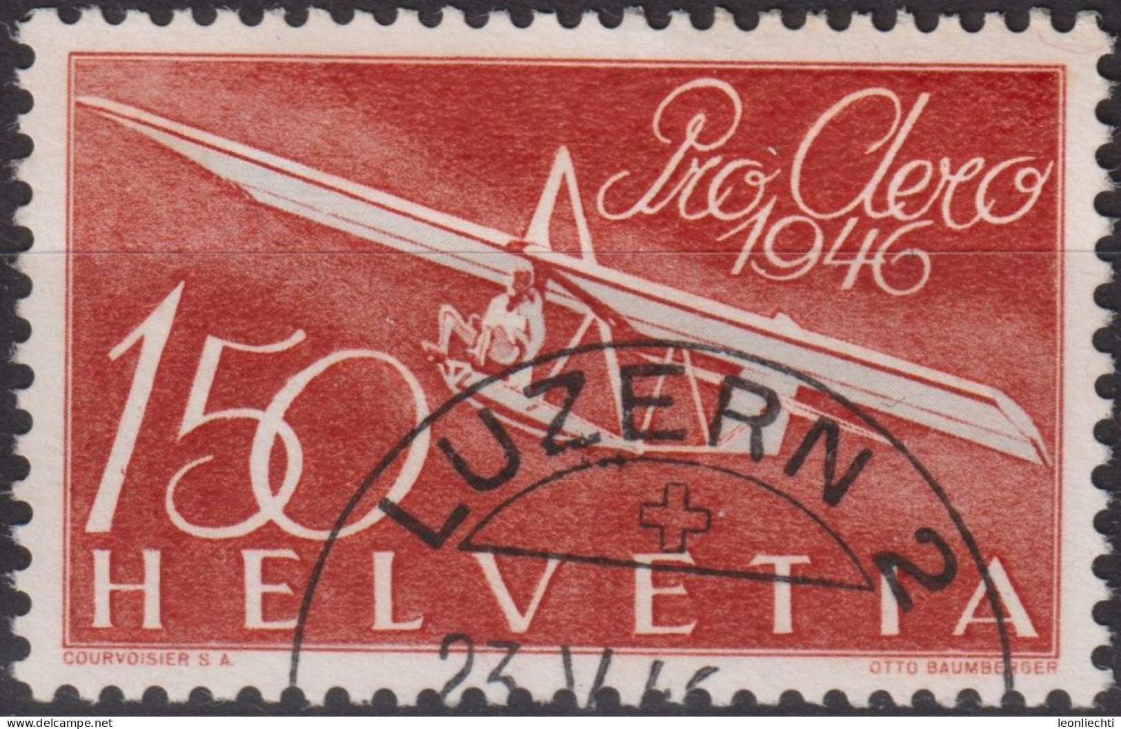 1946 Flugpost Schweiz ⵙ Zum:CH F41, Mi:CH 470,Yt:CH.PA40, Schulgleitflugzeug - Oblitérés