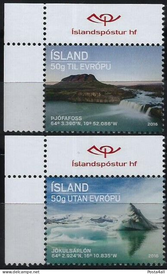 Iceland - 2016 Tourism - Thjófafoss Waterfall - Jökulsárlón Lagoon- Complete Set - MNH - Unused Stamps