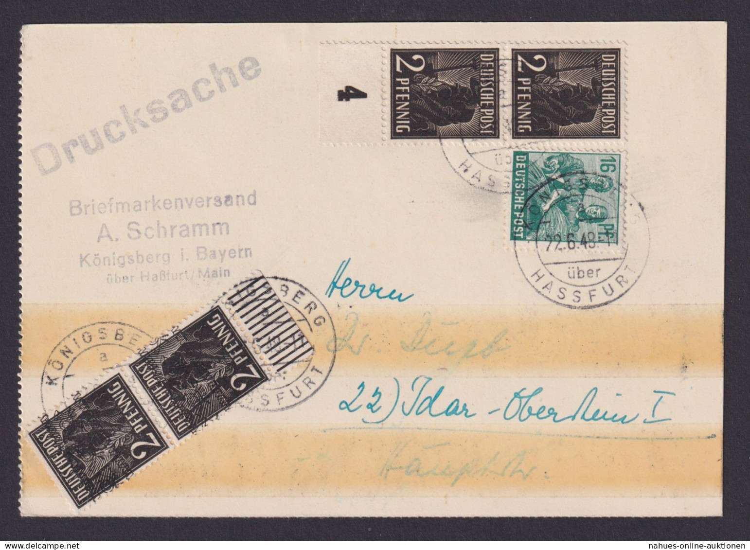 All. Besetzung MIF 2 + 16 Pfg. Senkr. Rand Paare Königsberg Hassfurt Bayern N. - Other & Unclassified