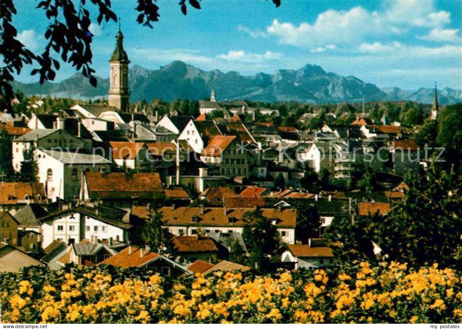 72626427 Traunstein Oberbayern Ortsansicht Mit Kirche Kampenwand Alpenpanorama T - Traunstein