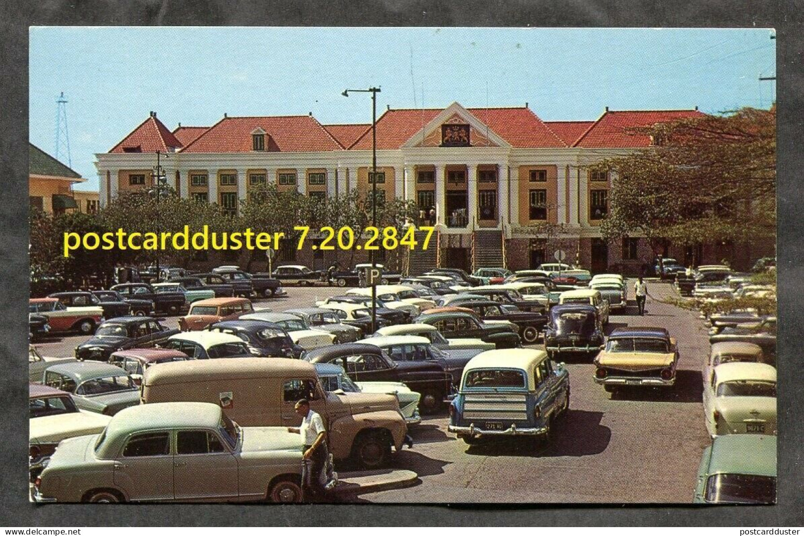 CURACAO 1970s Wilhelminaplein. Classic Cars, Delivery Truck (h3292) - Curaçao