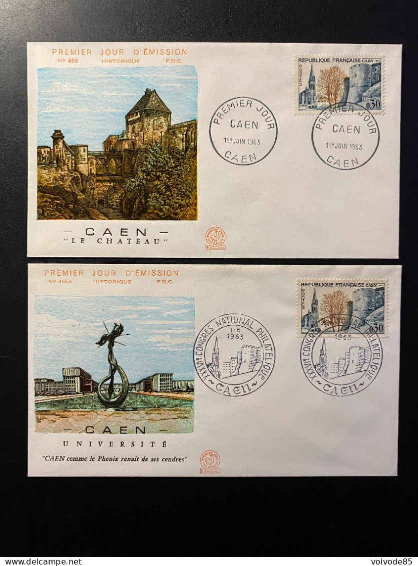 Enveloppes 1er Jour "36e Congés FFAP à Caen" 01/06/1963 - 1389 - Historique N° 466/466A - 1960-1969