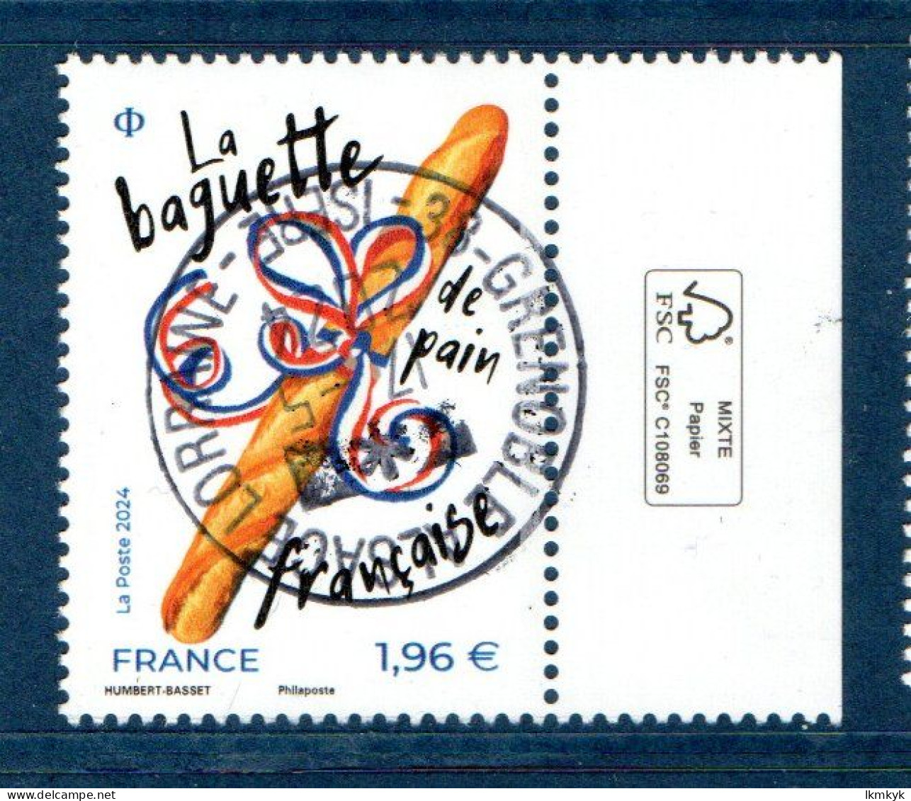France 2024.La Baguette De Pain Française.Cachet Rond Gomme D'origine - Used Stamps
