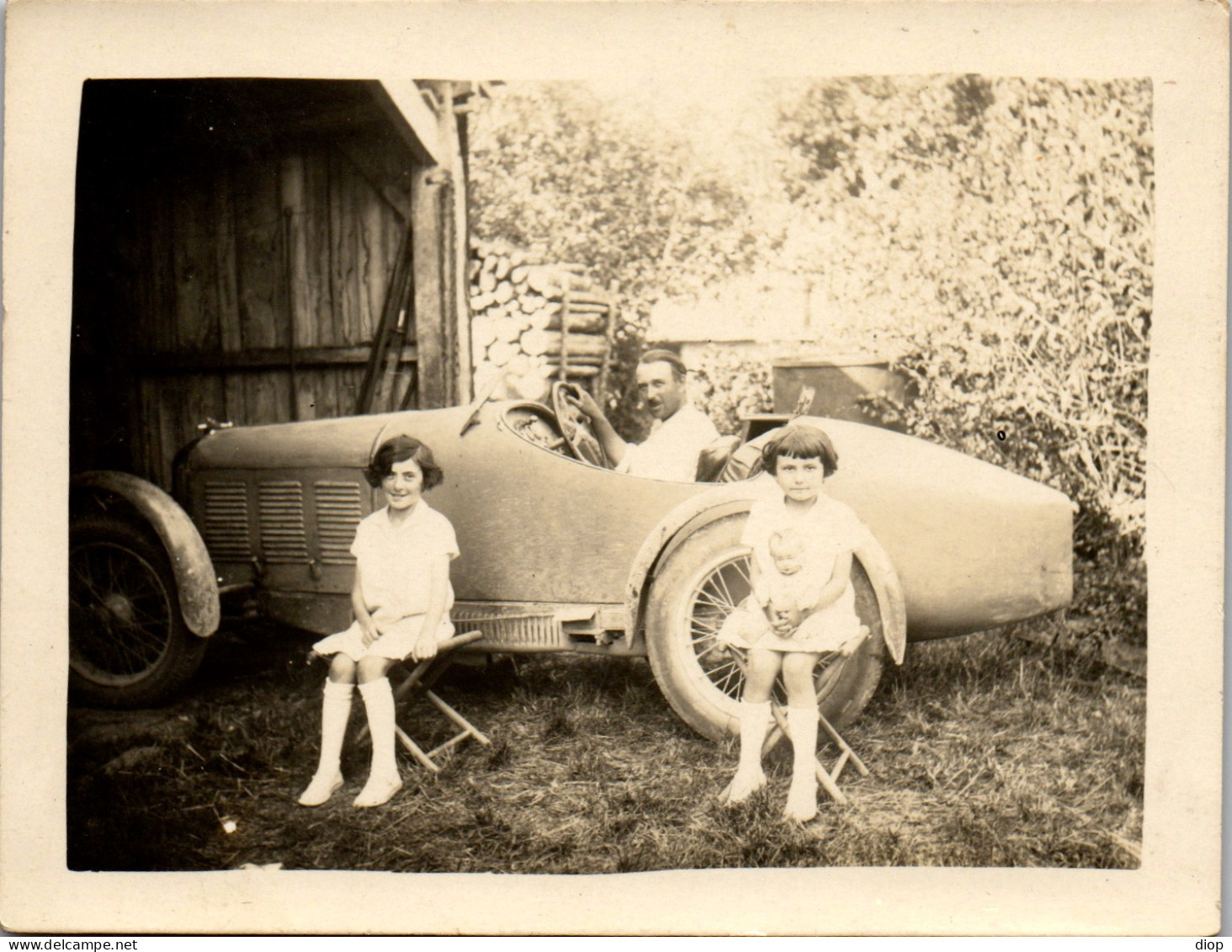 Photographie Photo Vintage Snapshot Amateur Automobile Voiture Auto Cabriolet  - Automobiles
