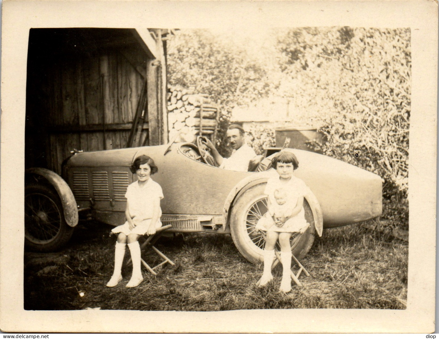 Photographie Photo Vintage Snapshot Amateur Automobile Voiture Auto Cabriolet  - Automobili