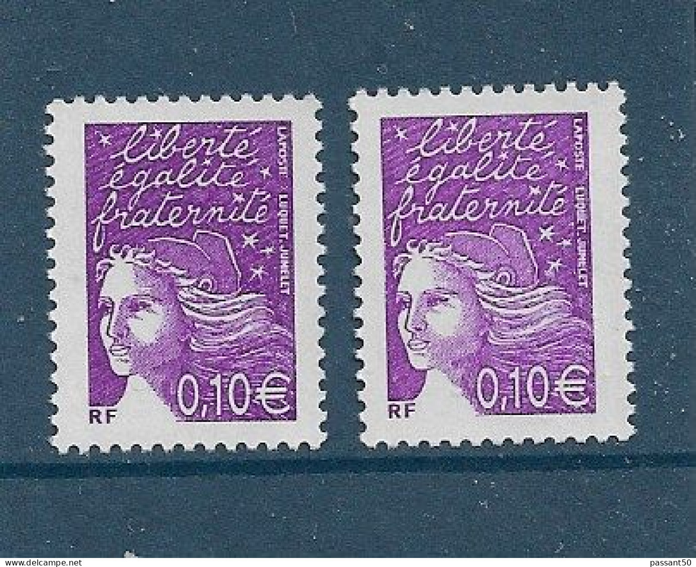 Luquet 0.10 € Violet YT 3446 + C : Normal Et Le Foncé. Voir Le Scan. Cotes YT : 1.80 €, Maury N° 3424 + 3424f : 1.80 €. - Unused Stamps