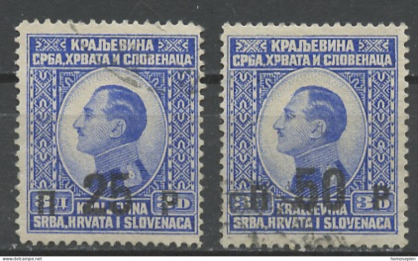Yougoslavie - Jugoslawien - Yugoslavia 1925 Y&T N°168 à 169 - Michel N°186 à 187 (o) - Alexandre 1er Surchargé - Oblitérés