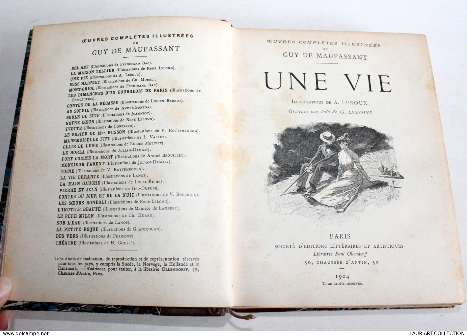 UNE VIE De GUY DE MAUPASSANT DESSIN De LEROUX GRAVURE De LEMOINE 1904 OLLENDORFF / LIVRE ANCIEN XXe SIECLE (1303.25) - 1901-1940