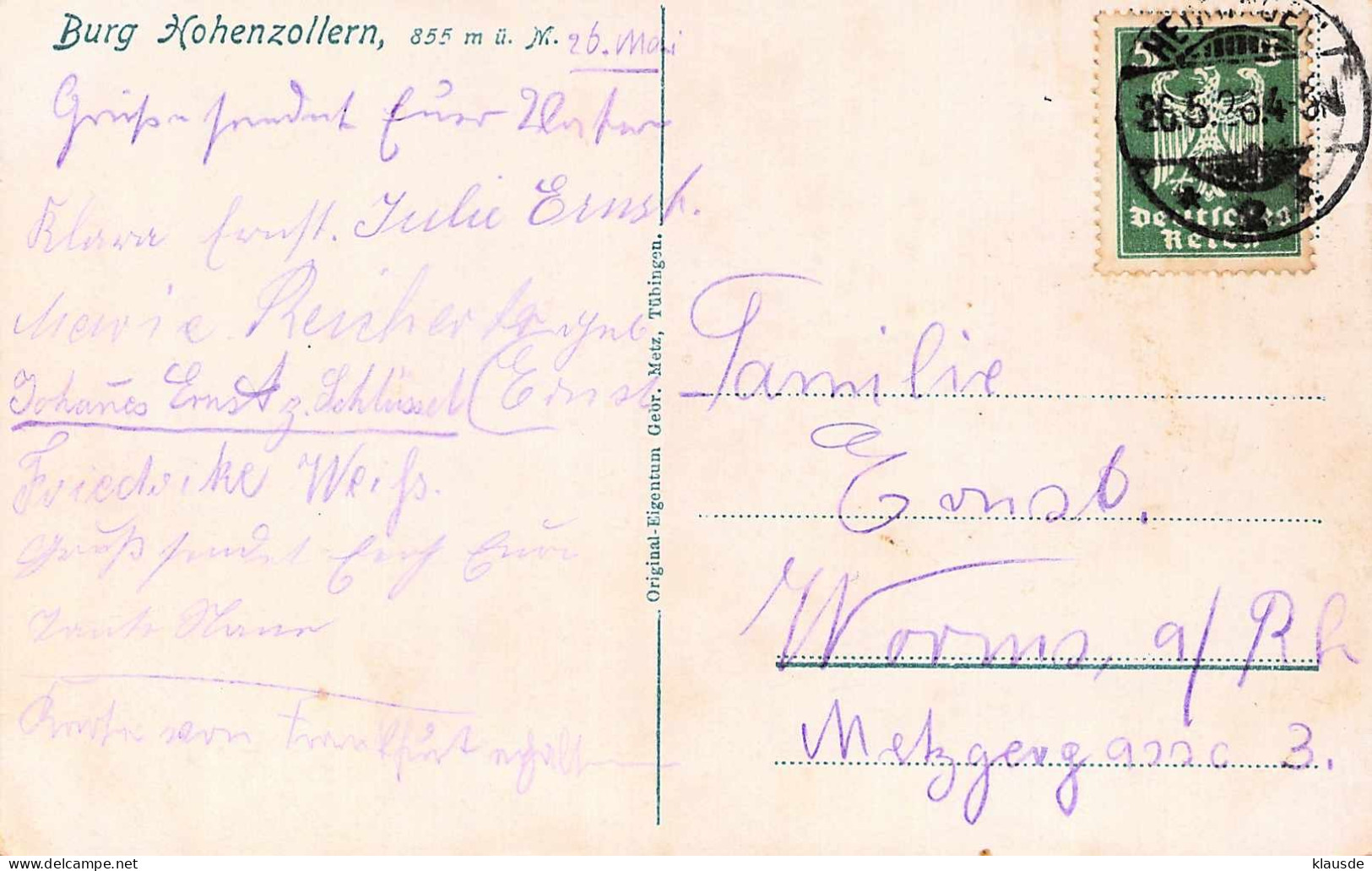 Burg Hohenzollern (Hechingen) Gel.1926 - Hechingen