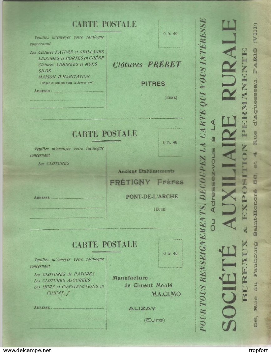 Catalogue  PUBLICITAIRE Société Auxiliaire Rurale  PITRES CHALLUY PONT-DE-L'ARCHE ALIZAY Clotures - Publicités