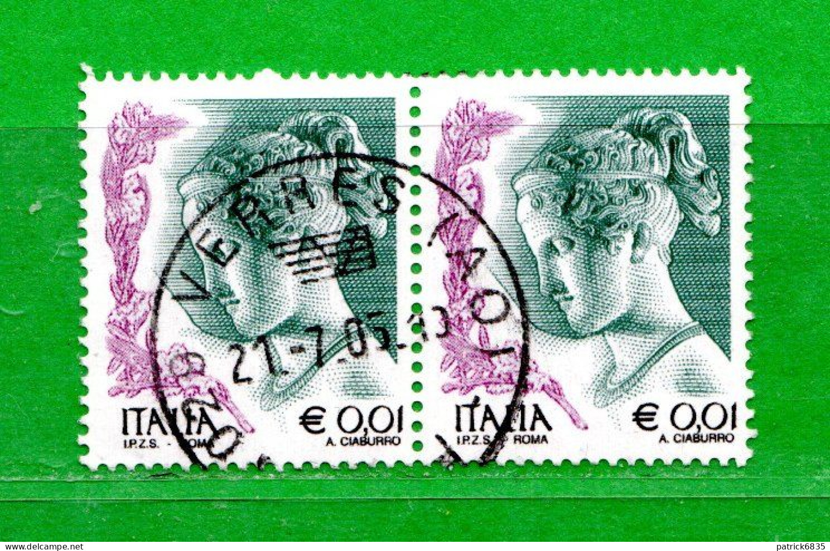 Italia ° - Anno 2002 - La Donna Nell'Arte. €  0,01. COPPIA. Unif. 2645.  Usato - 2001-10: Oblitérés