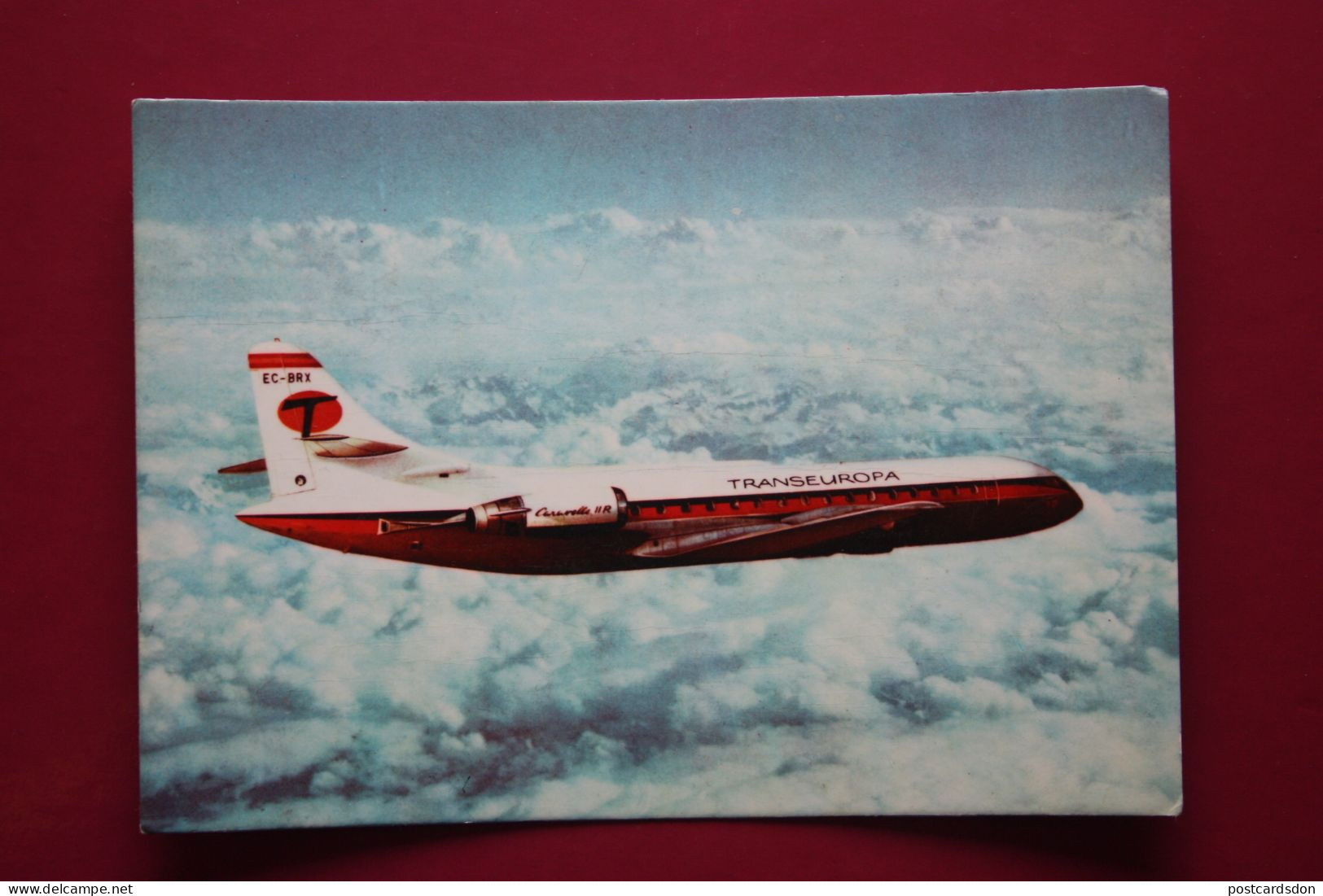 Airplane AVIATION:CARAVELLE SE 210 TRANSEUROPA Post Card - 1946-....: Modern Tijdperk