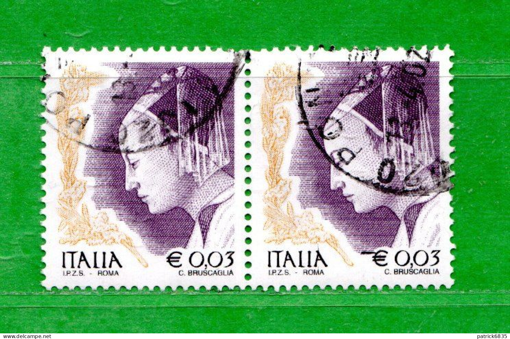 Italia ° - Anno 2002 - La Donna Nell'Arte. € 0,03. COPPIA.  Unif. 2646.  Usato - 2001-10: Oblitérés