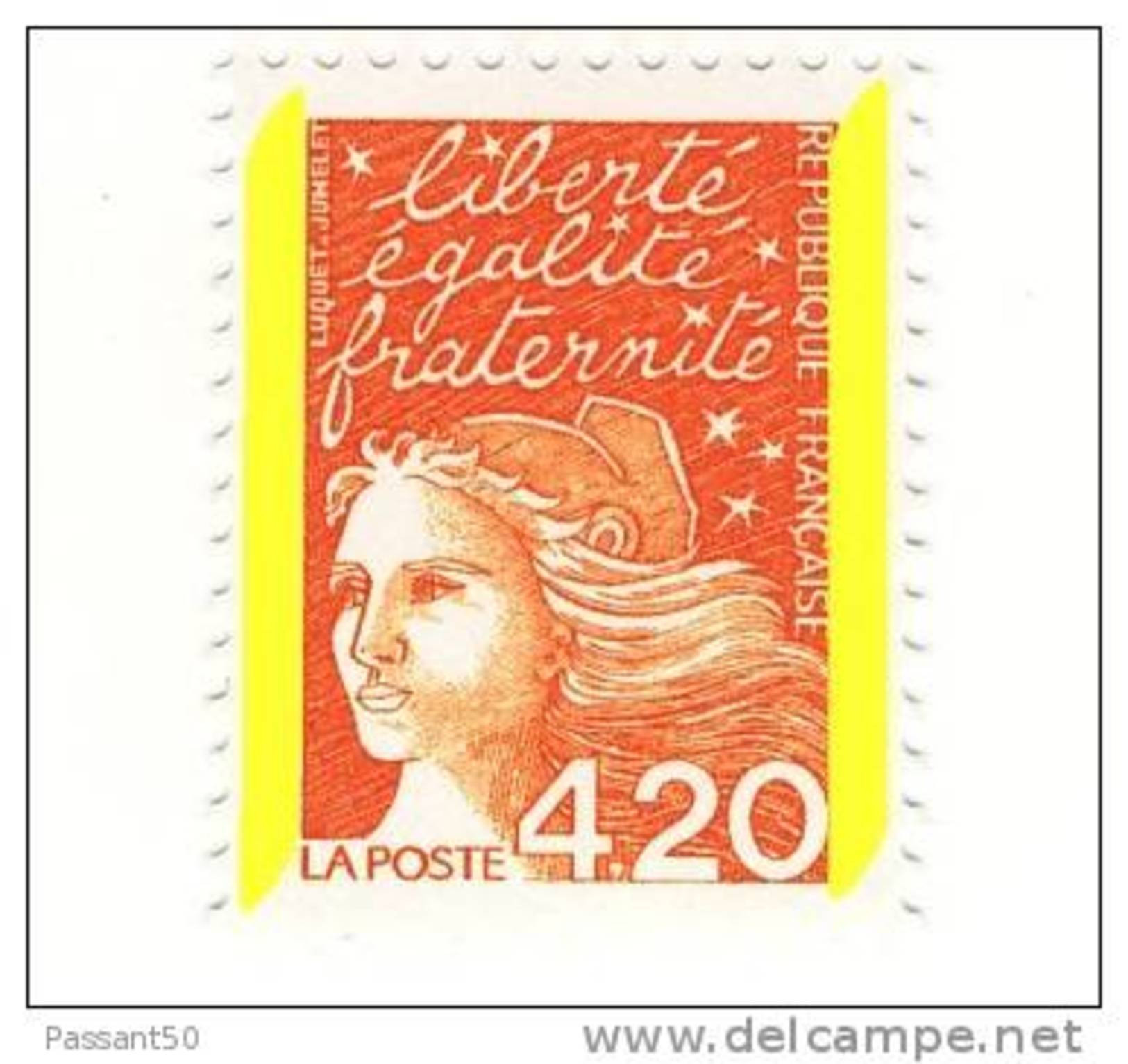 Luquet 4fr20 Orange YT 3094 TYPE II : Deux Bandes Phospho Et Papier LUMI Sous UV. Cote Maury N° 3079 II : 8 €. - Unused Stamps
