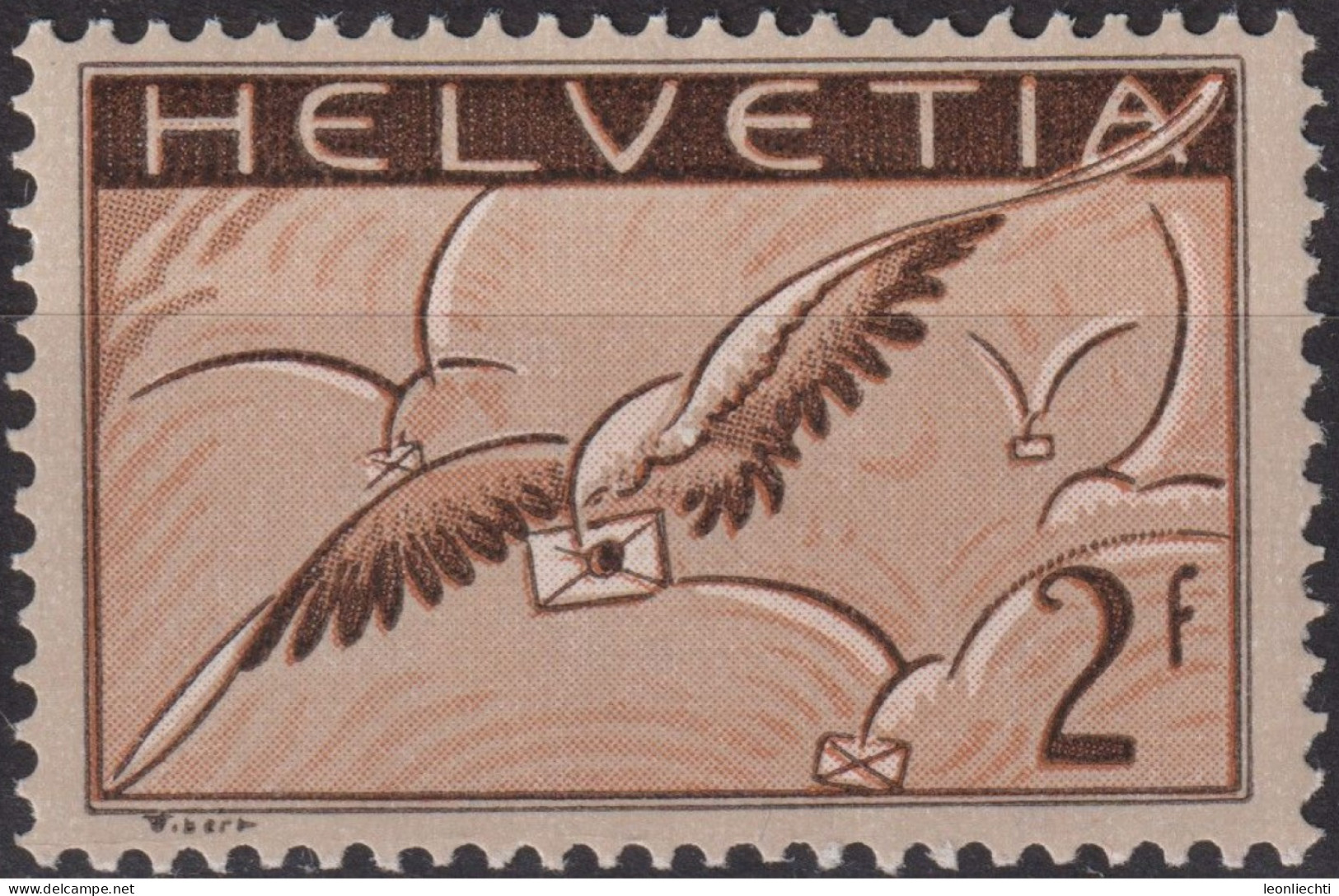 1935 Flugpost Schweiz ** Zum:CH F13z, Mi:CH 245z,Yt:CH.PA 15b, Brieftaube Mit Brief - Ungebraucht