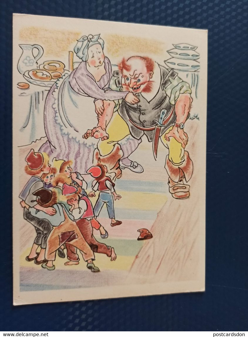 Charles Perrault Fairy Tale - OLD USSR  Postcard -  "Tom Pouce" By Golz - 1964-  Tom Thumb - Fairy Tales, Popular Stories & Legends
