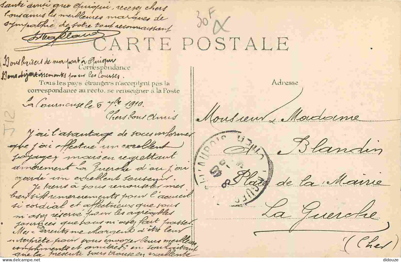 93 - La Courneuve - Mairie En Construction - Correspondance - CPA - Oblitération Ronde De 1910 - Voir Scans Recto-Verso - La Courneuve