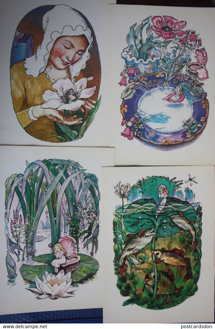 4 PCs Lot - Fairy Tale / THUMBELINA   - OLD  USSR Postcard  - Poucette -  1984 - Contes, Fables & Légendes