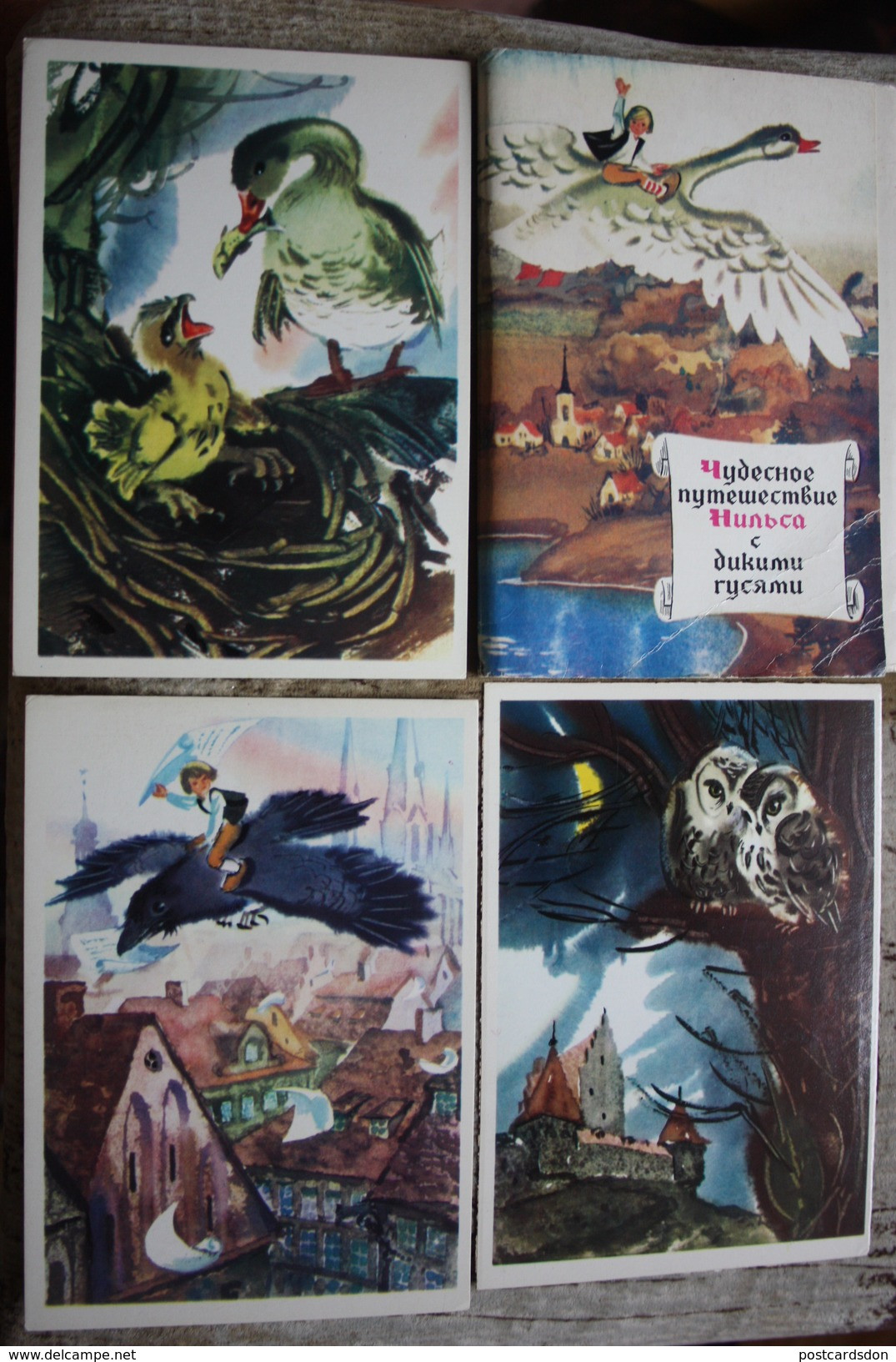 14 PCs Lot - Selma Lagerlöf Fairy Tale - OLD USSR  Postcard - Wonderful Adventures Of Nils - Vertellingen, Fabels & Legenden