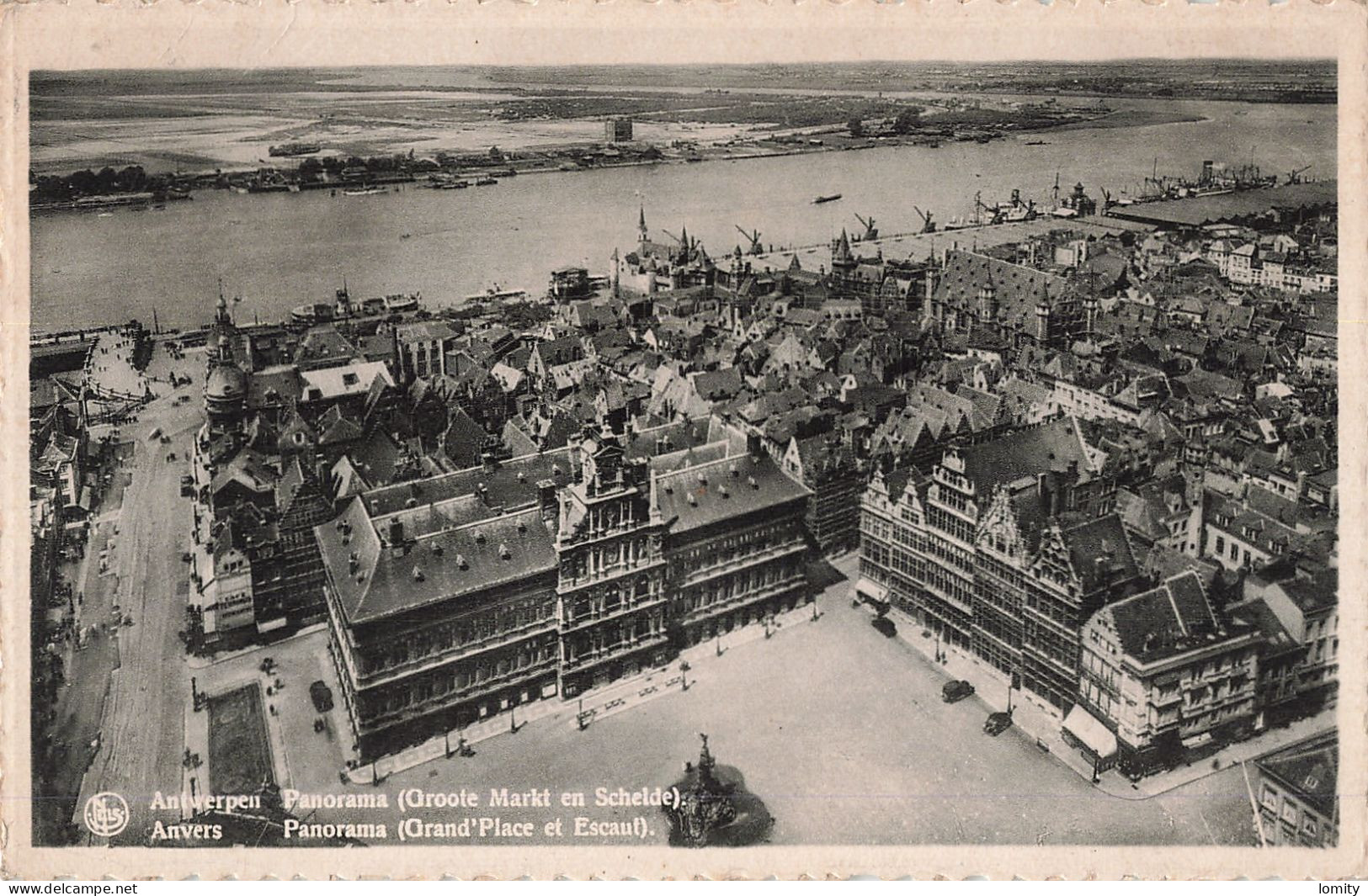 Belgique Anvers Antwerpen Panorama Grand Place Et Escaut Cachet 1946 + Timbre Timbres - Antwerpen