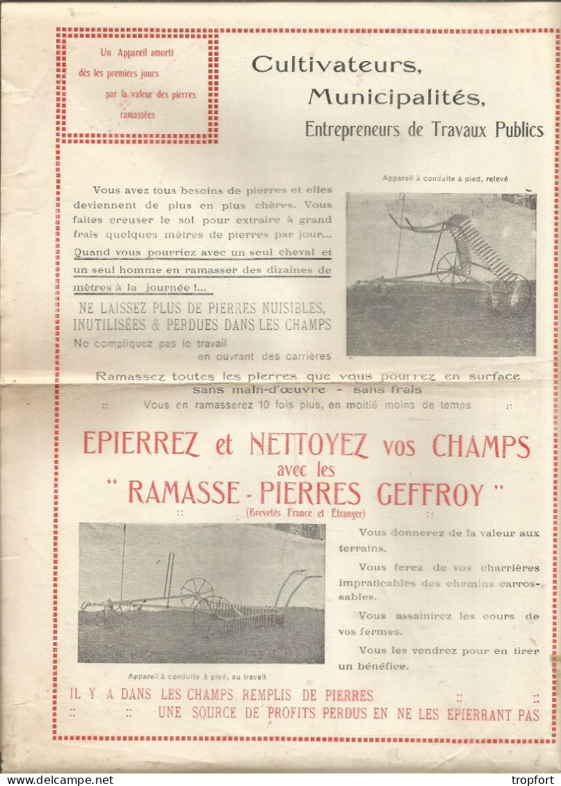 PAGE  Publicitaire  AGRICOLE AGRICULTURE  Ramasse Pierres GEFFROY  Nogent-le-Roi - Publicités