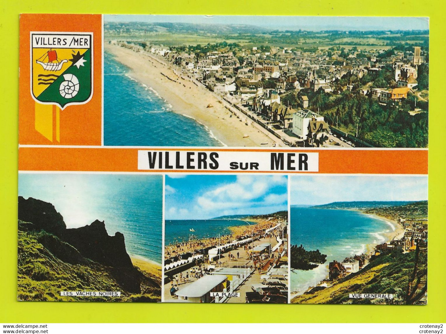 14 VILLERS SUR MER N°106 En 4 Vues Et Blason Artaud Frères Plage Les Vaches Noires Vue Générale - Villers Sur Mer