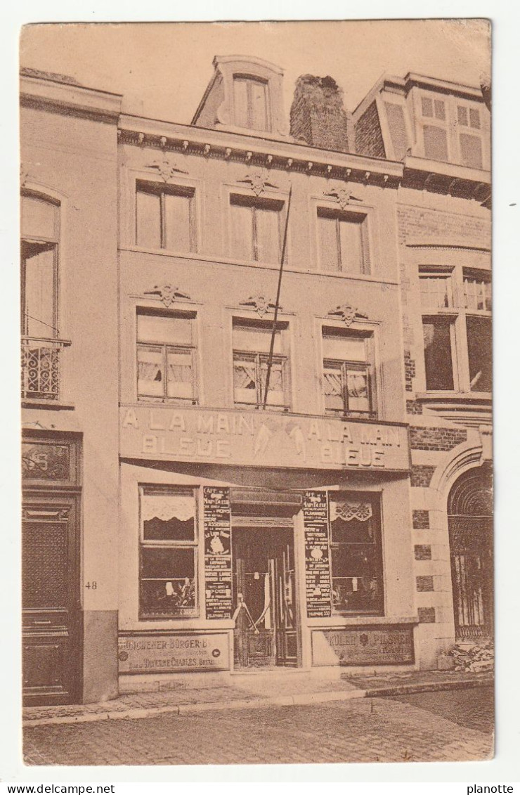 MONS - A LA MAIN BLEUE - 46, Rue Des Capucins - RARE CPA 1918 - Tampon De Censure - Mons