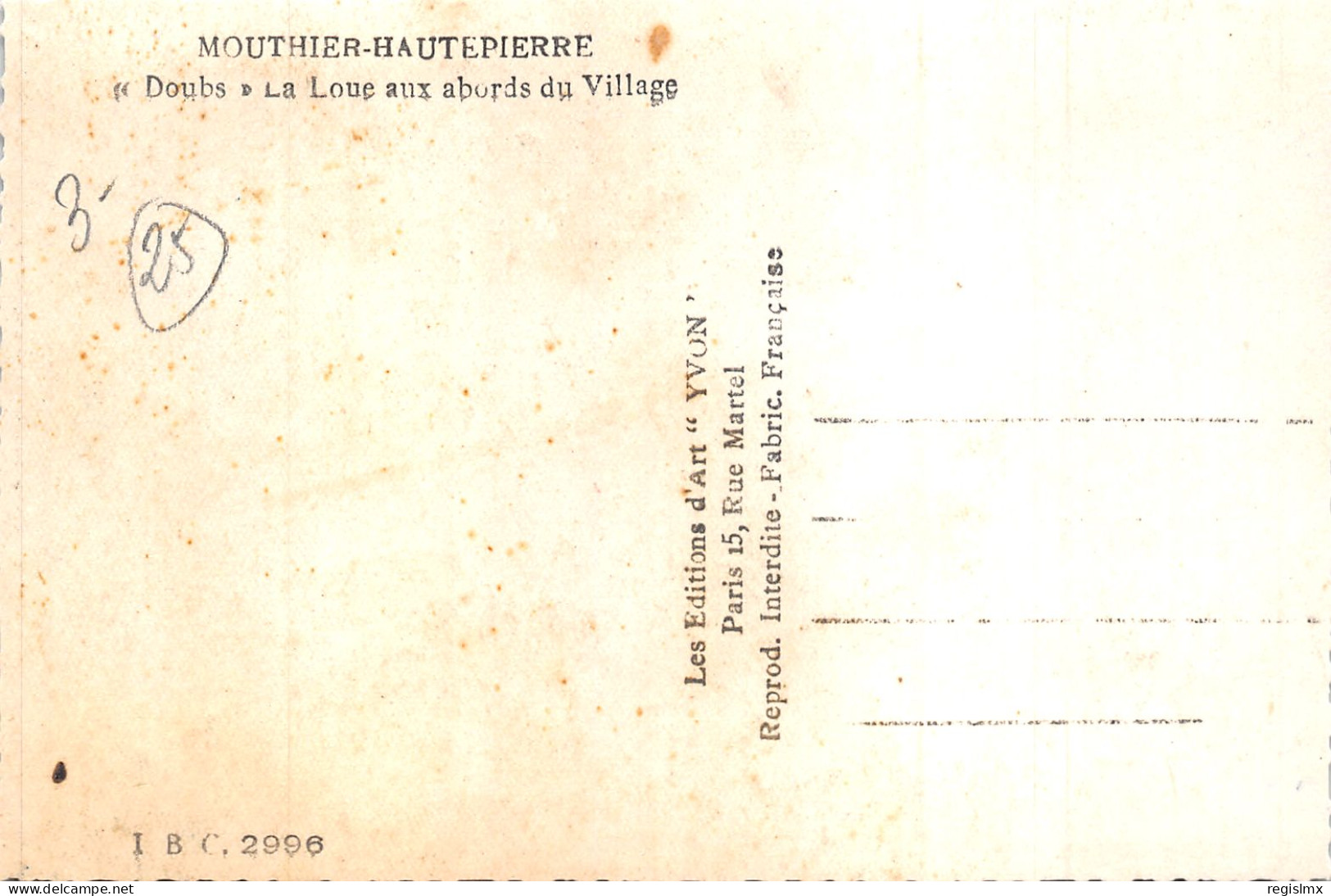 25-MOUTHIER HAUTEPIERRE-N°2161-D/0045 - Sonstige & Ohne Zuordnung