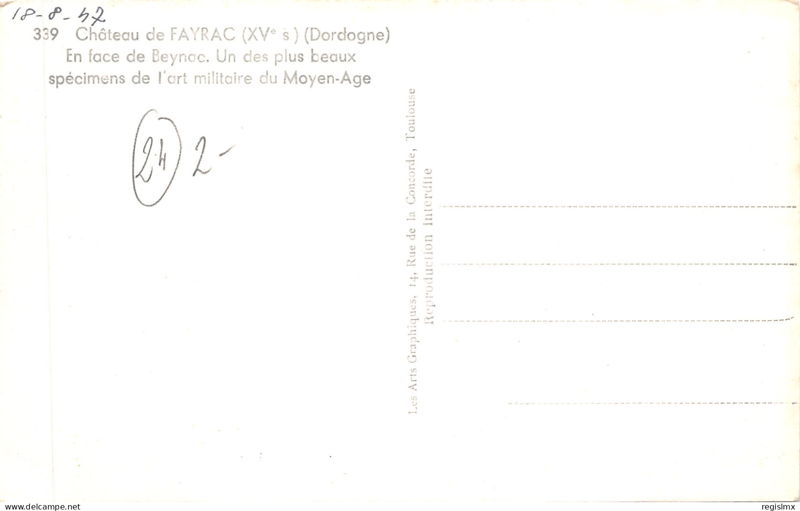 24-FAYRAC-LE CHATEAU-N°2161-C/0261 - Autres & Non Classés