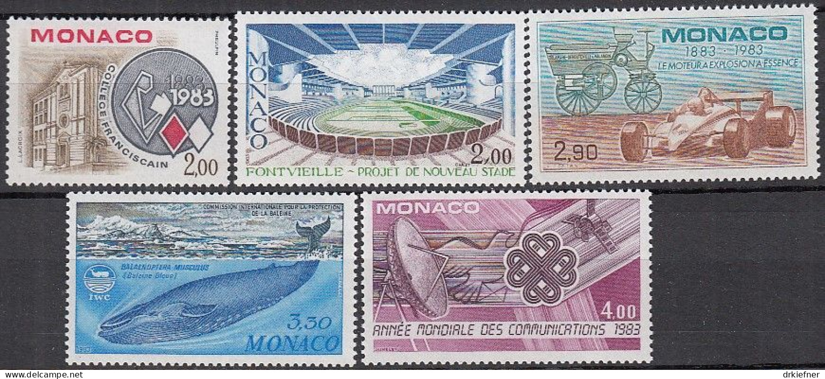 MONACO  1581-1585, Gpostfrisch **, Ereignisse: Schule, Sport, Automobil, Wale, Weltkommunikationsjahr, 1983 - Unused Stamps