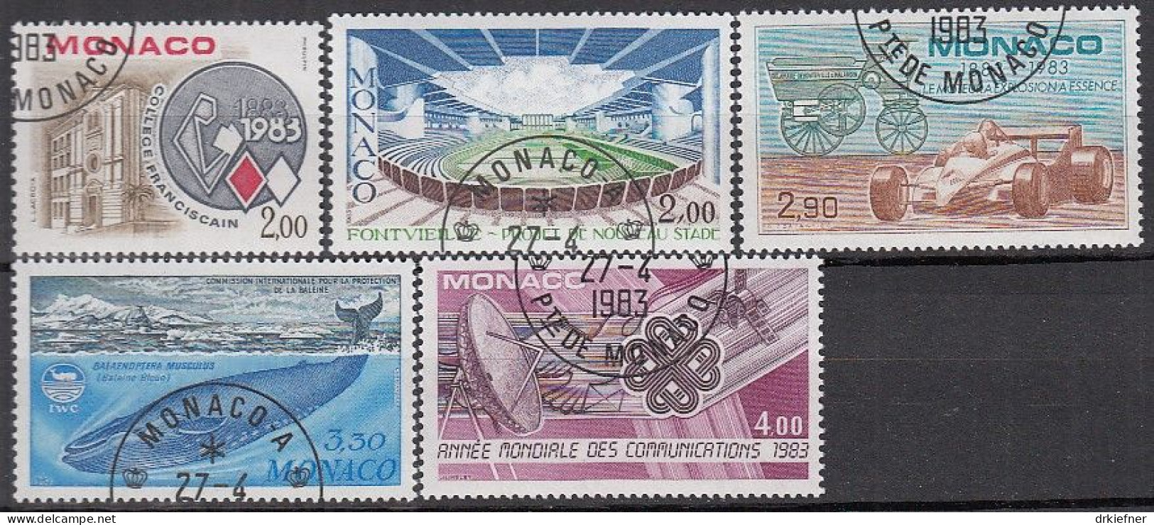 MONACO  1581-1585, Gestempelt, Ereignisse: Schule, Sport, Automobil, Wale, Weltkommunikationsjahr, 1983 - Used Stamps