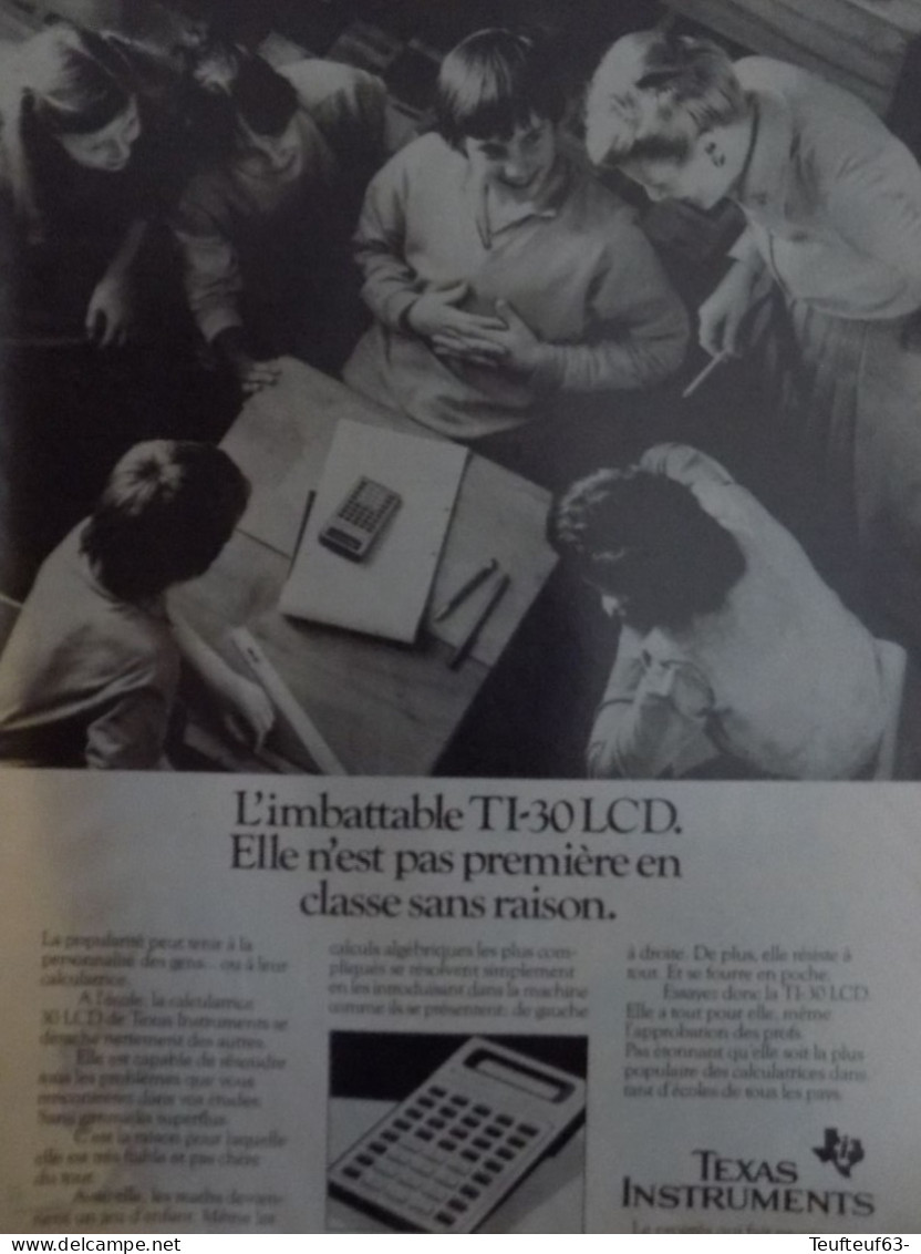 Publicité De Presse ; La Calculatrice Texas Instruments TI-30 LCD - Reclame