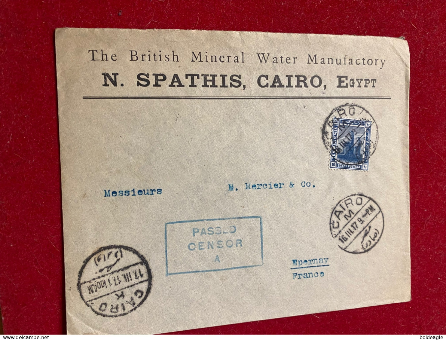 ÉGYPTE - LETTRE 1917 Du CAIRE POUR LA FRANCE CENSURE - 1915-1921 Britischer Schutzstaat