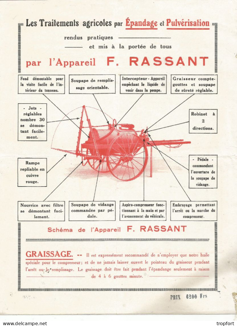 Feuillet Publicitaire  AGRICOLE AGRICULTURE  Appareil F RASSANT  BROU  Traitements Agricoles - Publicités