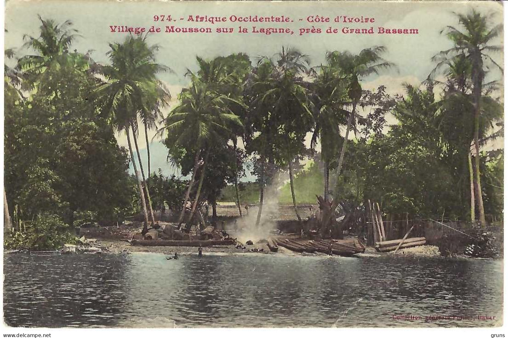 Afrique Occidentale Cote D'Ivoire Village De Mousson Sur La Lagune, Près De Grand Bassam 974, Rare En Couleurs - Elfenbeinküste