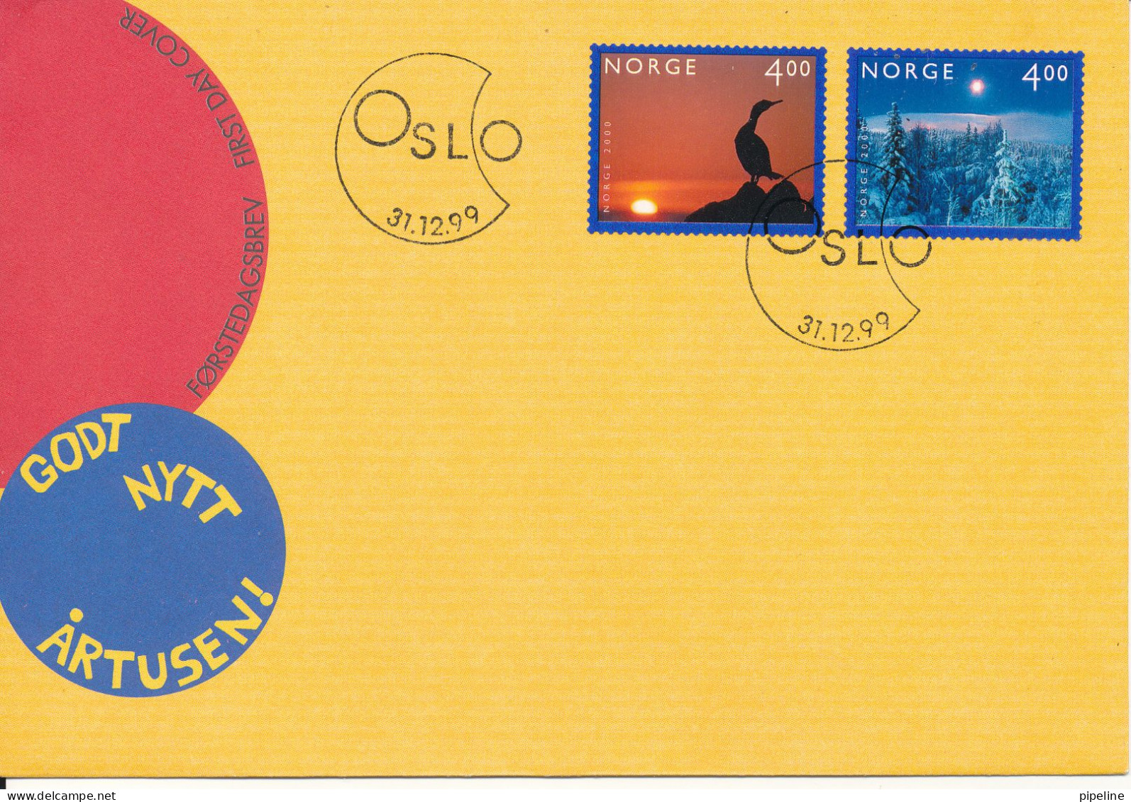 Norway FDC Millenium 1999/2000 31-12-1999 Complete Set Of 2 With Cachet - FDC