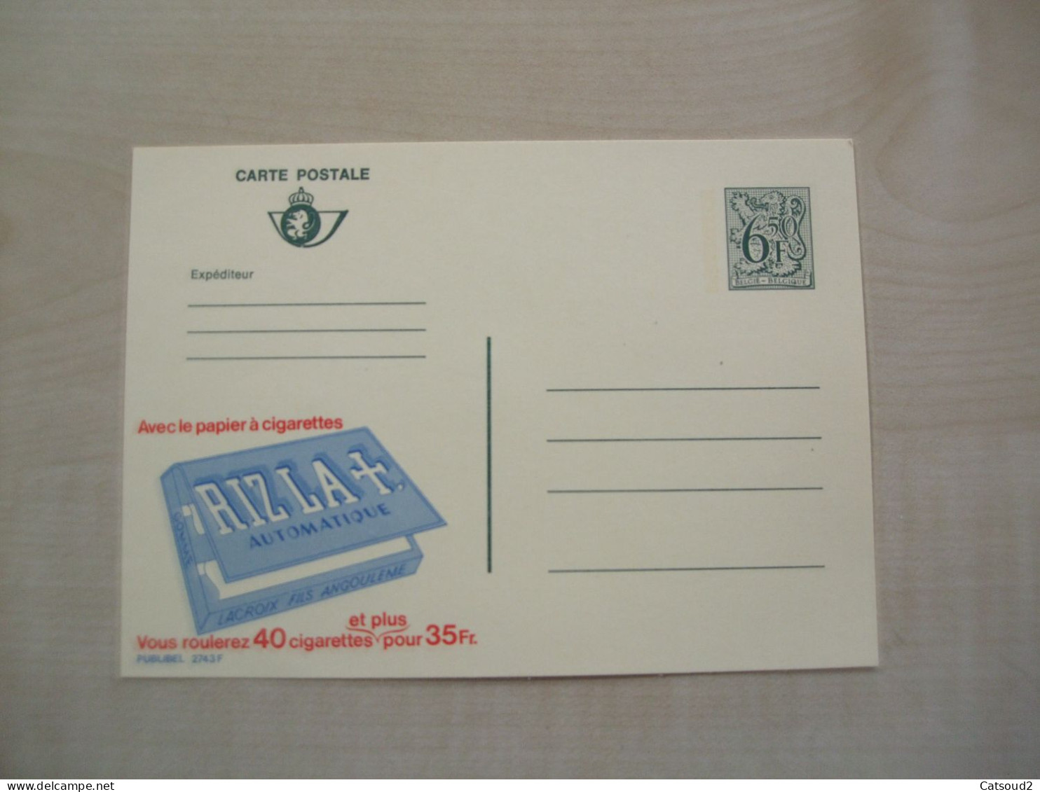 Ancienne Carte PUBLIBEL 2743F Publicité RIZLA - Autres & Non Classés