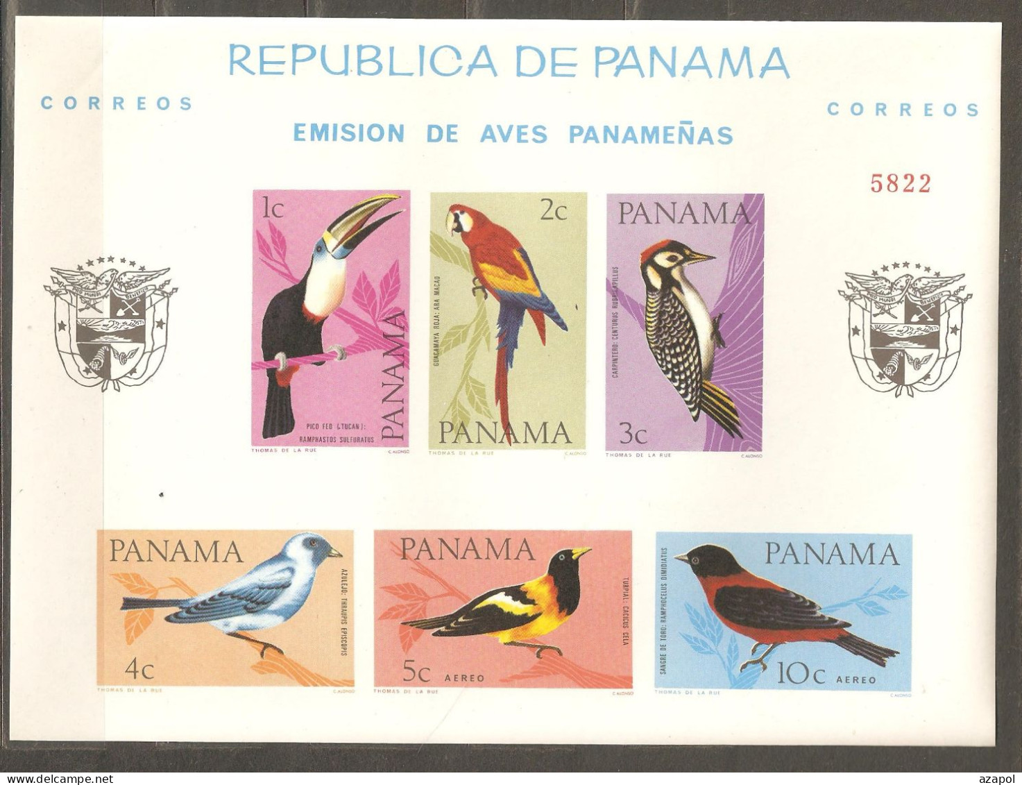 Panama: Mint Imperforated Numbered Block, Birds, 1965, Mi#Bl-42B, MNH - Panama