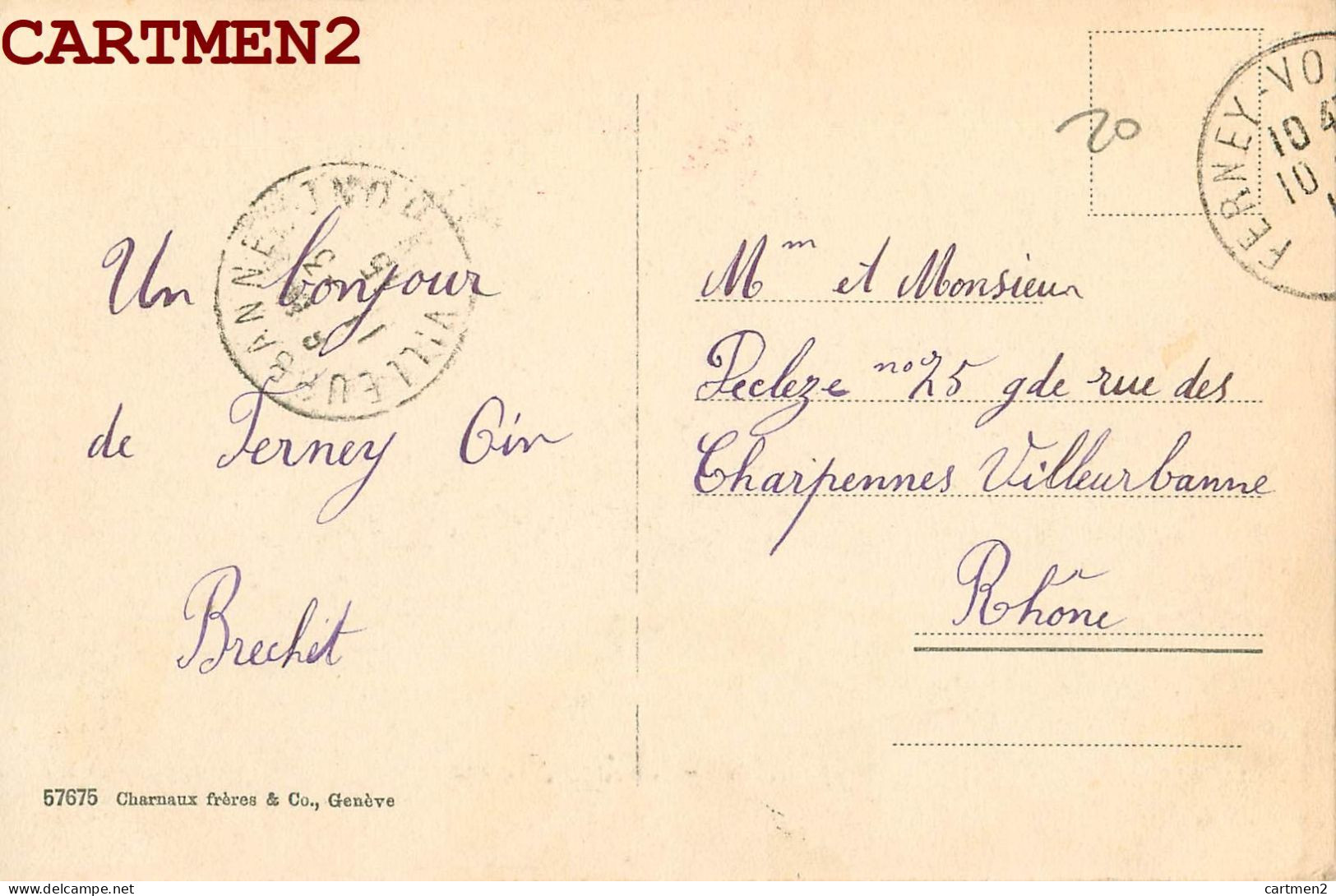 RARE GENEVE CROIX ROUGE RED-CROSS HOPITAL AUXILIAIRE 217 COMITE DE SAINT-JULIEN-EN-GENEVOIS FERNEY DAMES FRANCAISES - Postmark Collection