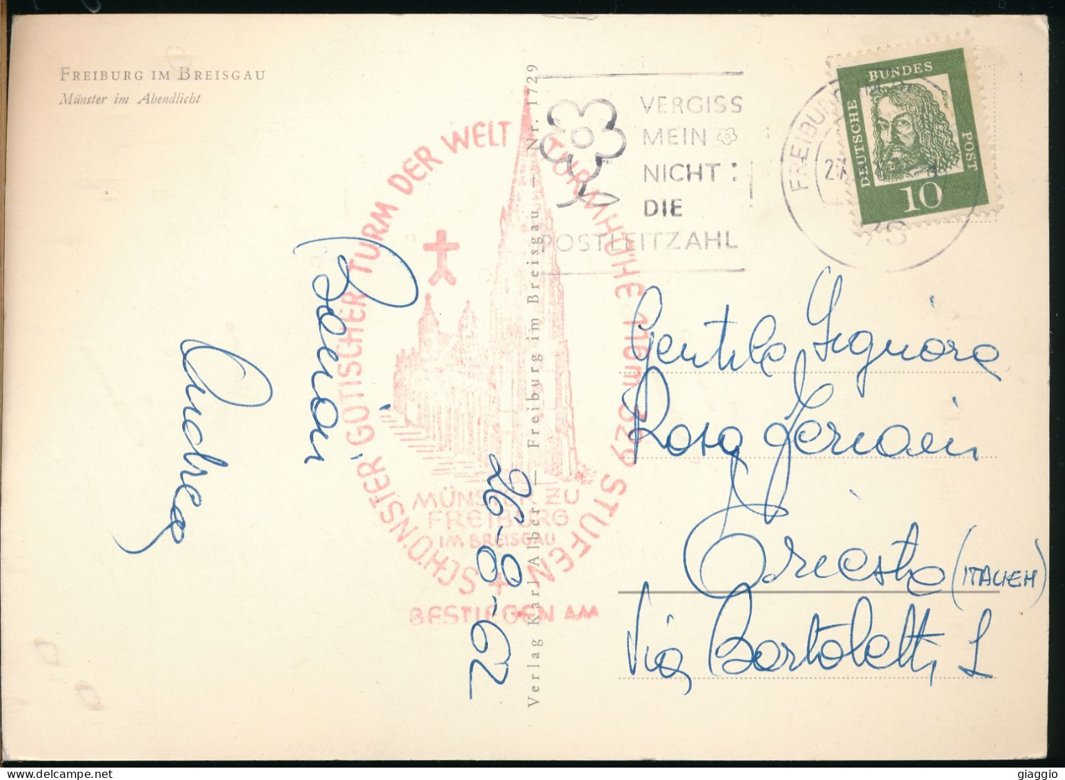 °°° 31077 - GERMANY - FREIBURG IM BREISGAU - MUNSTER IM ABENDLICHT - 1962 With Stamps °°° - Freiburg I. Br.